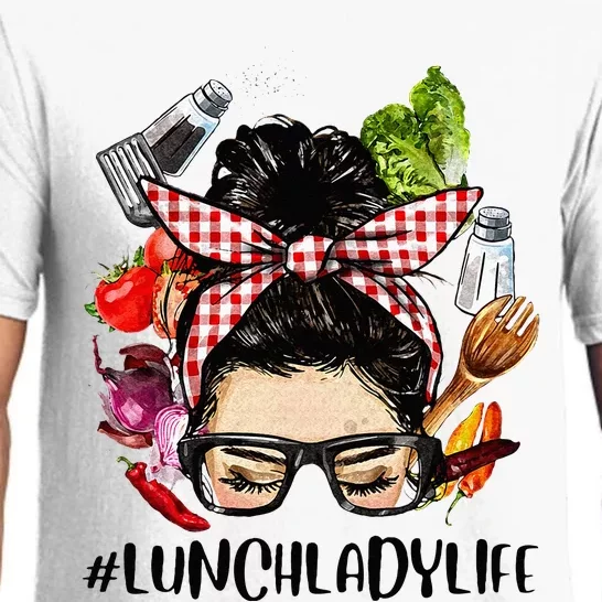 Lunch Lady Life Messy Bun Cafeteria Workers Chef Cook Woman Pajama Set