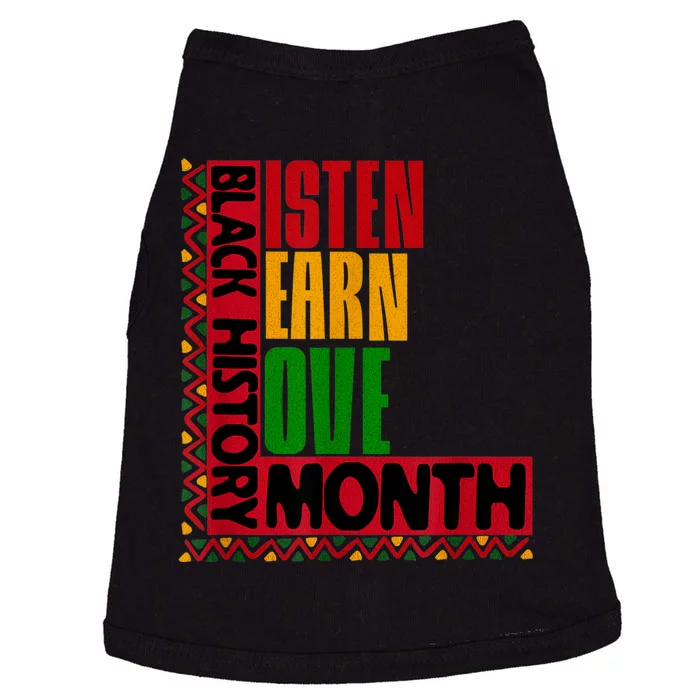 Listen Learn Love African American Teach Black History Month Doggie Tank