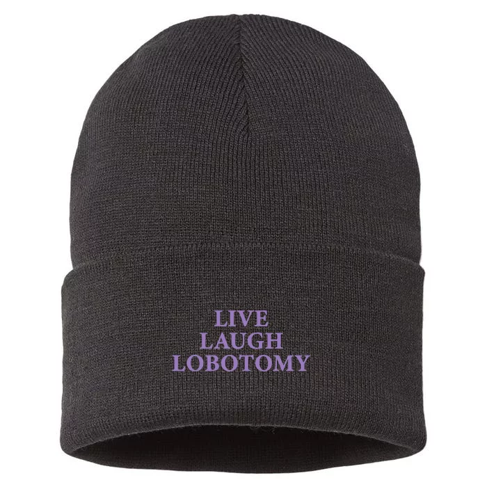 Live Laugh Lobotomy Funny Ironic 2000s Goth Punk Emo Sustainable Knit Beanie