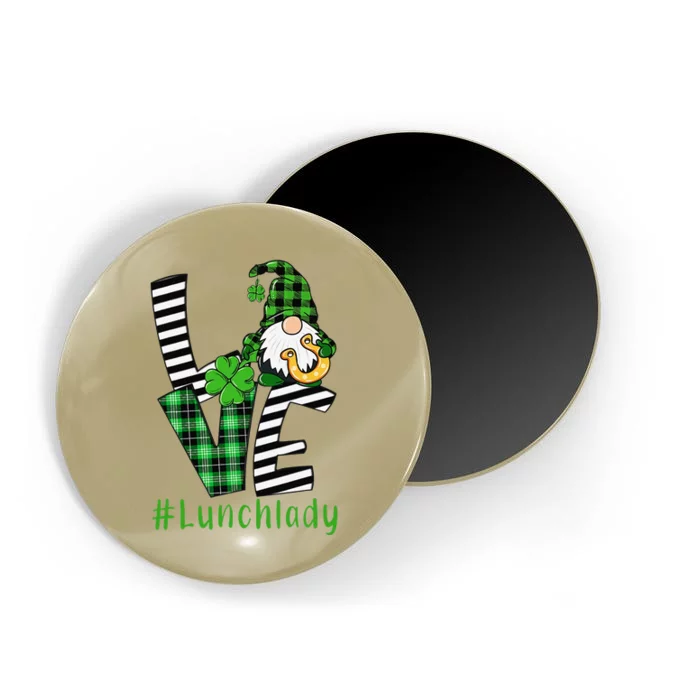 LOVE Lunch Lady Gnome Funny St Patrick's Day Shamrock Magnet