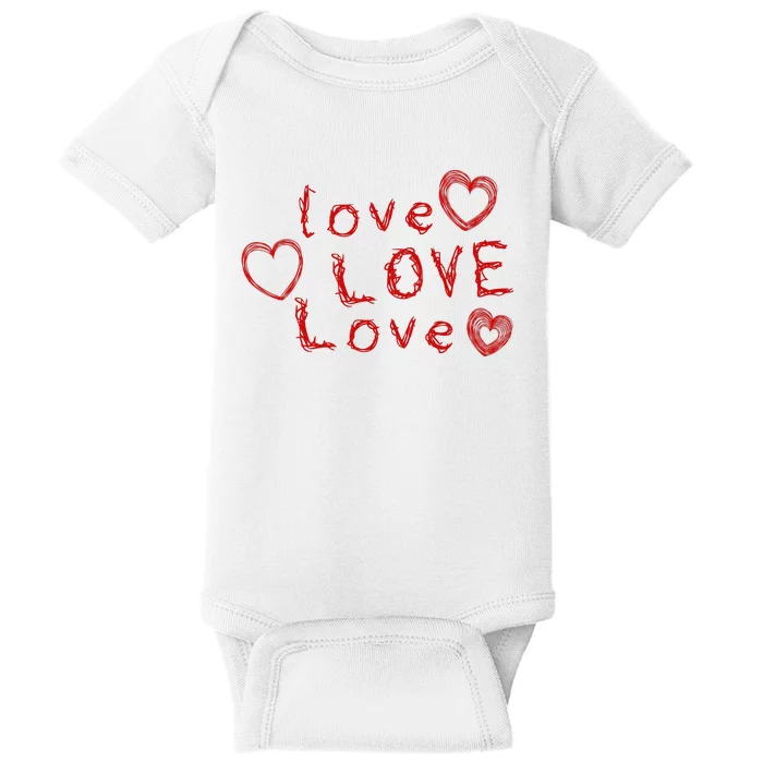 Love Love Love Baby Bodysuit