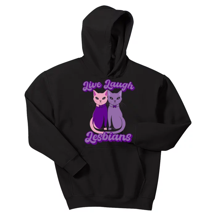 Live Laugh Lesbians Cat Couple Love Is Love LGBT Parade Kids Hoodie