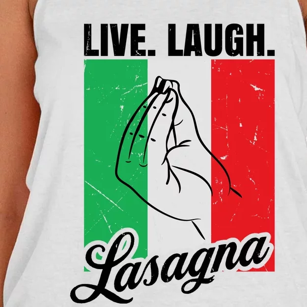 Live Laugh Lasagna Funny Italian Lasagna Lover Women's Knotted Racerback Tank