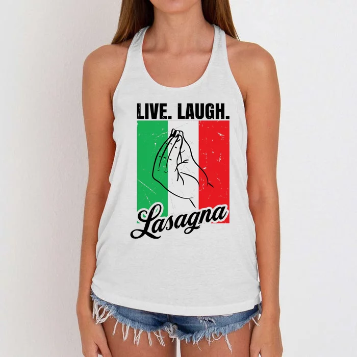 Live Laugh Lasagna Funny Italian Lasagna Lover Women's Knotted Racerback Tank