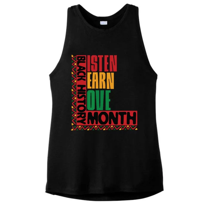 Listen Learn Love African American Teach Black History Month Ladies Tri-Blend Wicking Tank