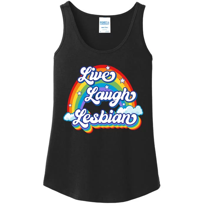 Live Laugh Lesbian Rainbow Flag LGBT Best Gifts Ladies Essential Tank