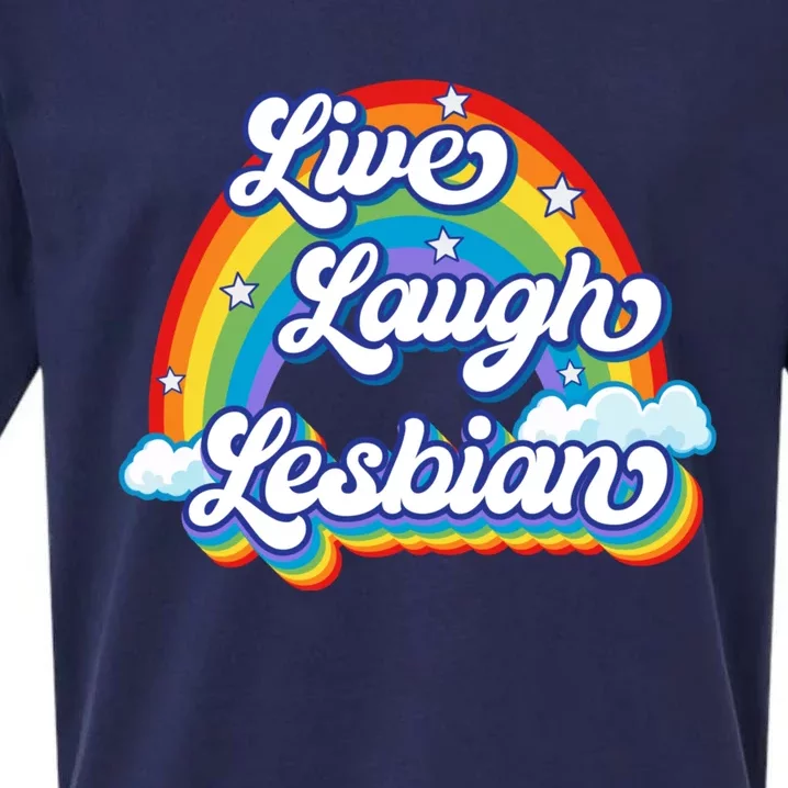 Live Laugh Lesbian Rainbow Flag LGBT Best Gifts Sueded Cloud Jersey T-Shirt