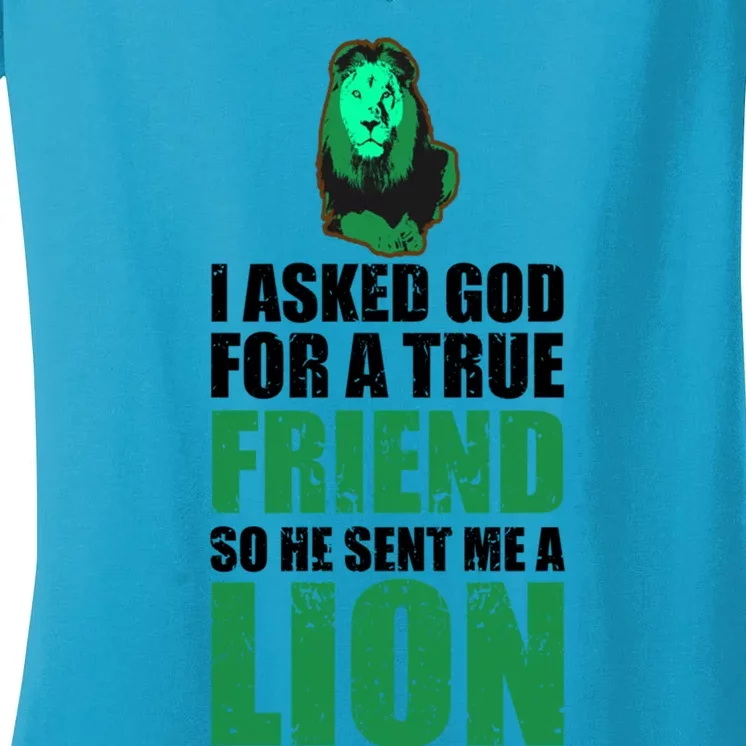 Lion Lioness Lion Pride E Lion E King Of Beasts Lion Cool Gift Women's V-Neck T-Shirt