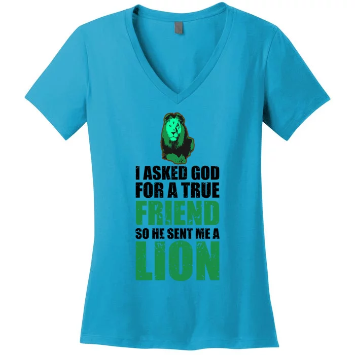 Lion Lioness Lion Pride E Lion E King Of Beasts Lion Cool Gift Women's V-Neck T-Shirt