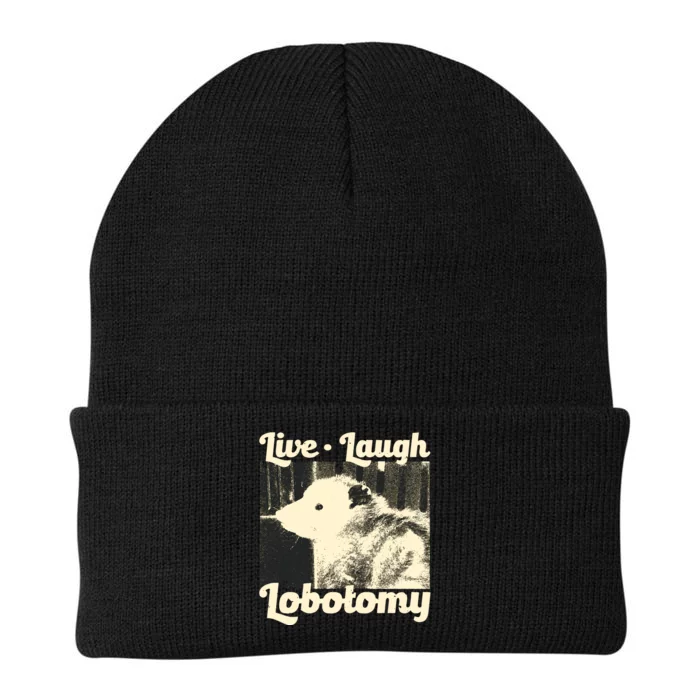 Live Laugh Lobotomy Funny Opossum Knit Cap Winter Beanie