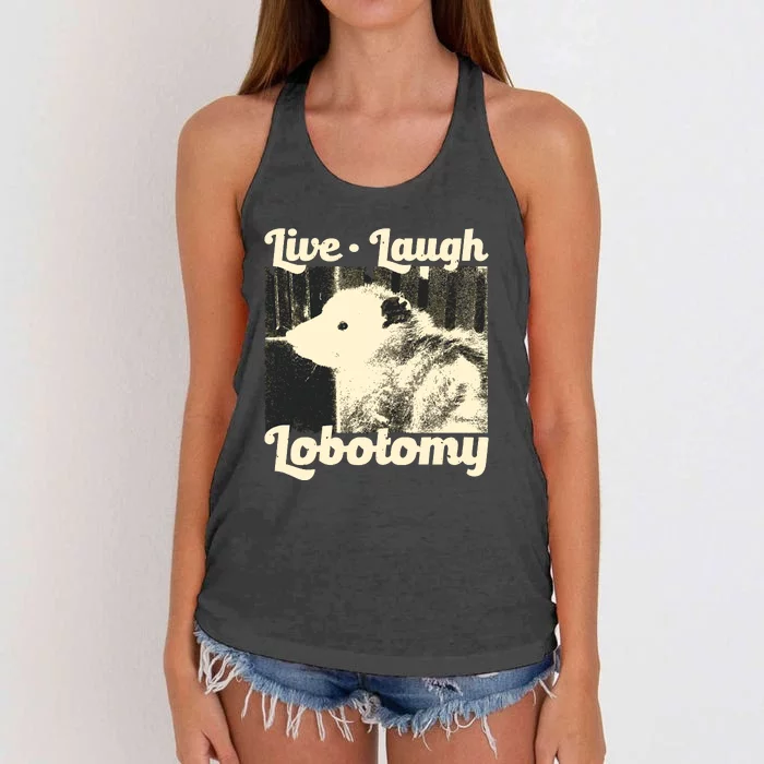 Live Laugh Lobotomy Funny Opossum Women's Knotted Racerback Tank