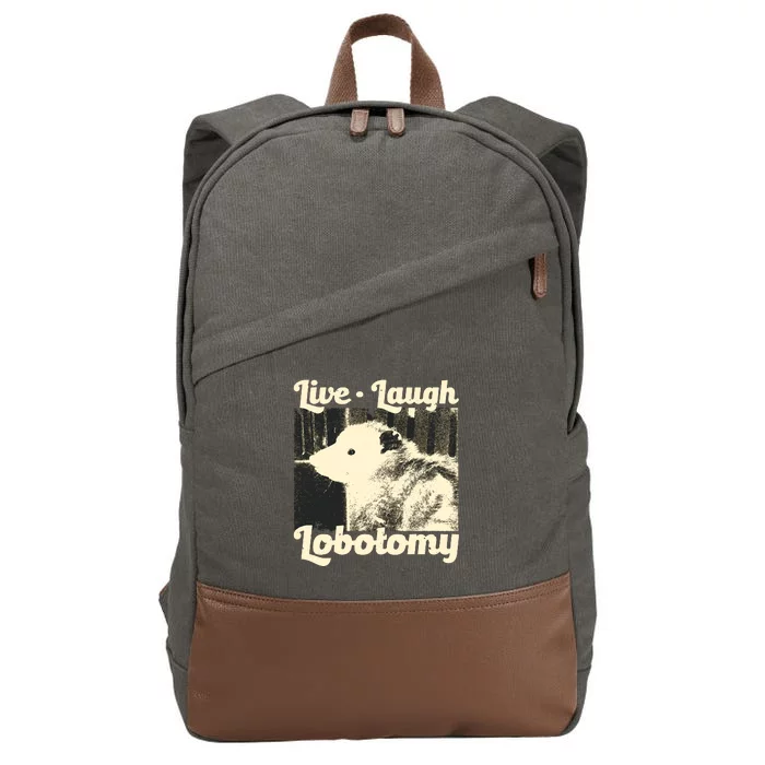 Live Laugh Lobotomy Funny Opossum Cotton Canvas Backpack