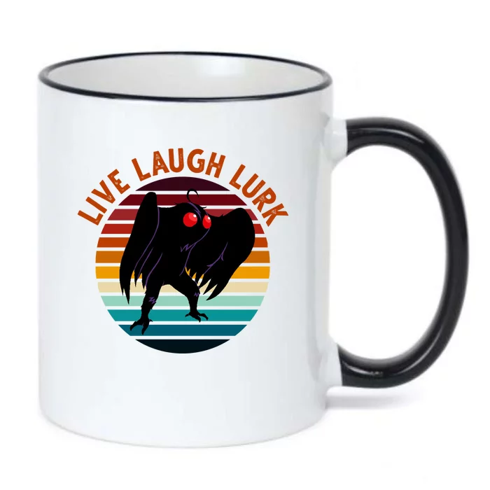 Live Laugh Lurk Mothman Retro Sunset Black Color Changing Mug