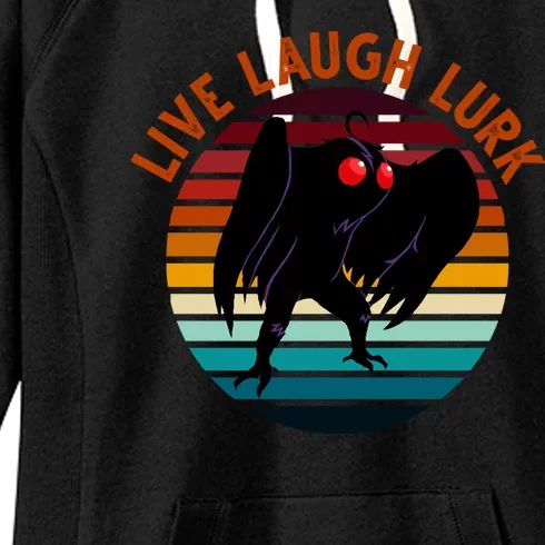 Live Laugh Lurk Mothman Retro Sunset Women's Fleece Hoodie