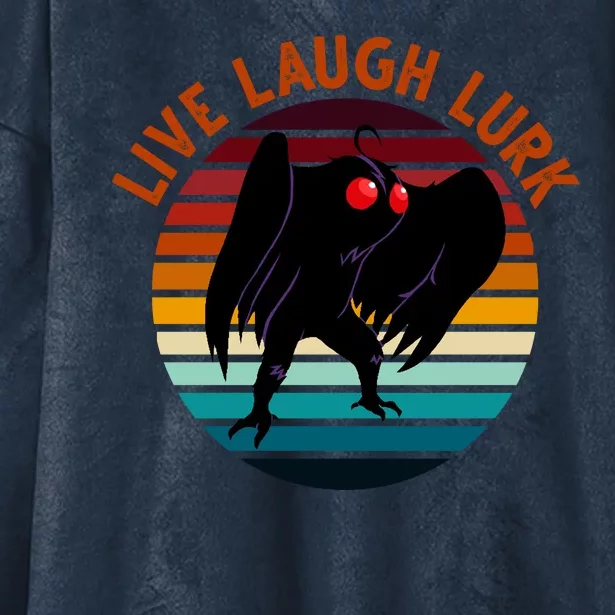 Live Laugh Lurk Mothman Retro Sunset Hooded Wearable Blanket