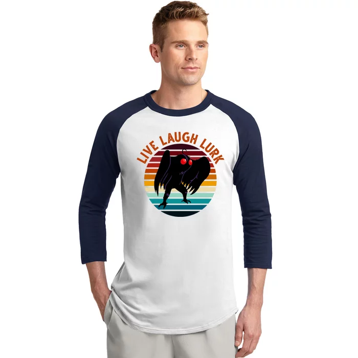 Live Laugh Lurk Mothman Retro Sunset Baseball Sleeve Shirt