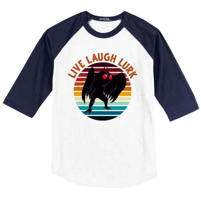 Live Laugh Lurk Mothman Retro Sunset Baseball Sleeve Shirt