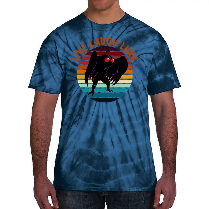 Live Laugh Lurk Mothman Retro Sunset Tie-Dye T-Shirt