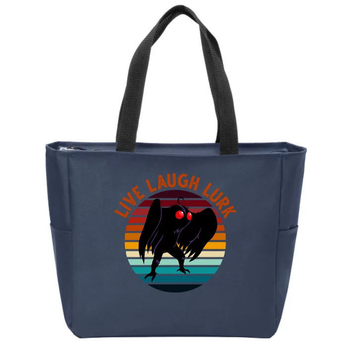 Live Laugh Lurk Mothman Retro Sunset Zip Tote Bag