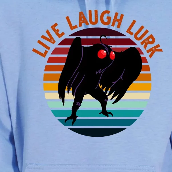 Live Laugh Lurk Mothman Retro Sunset Unisex Surf Hoodie