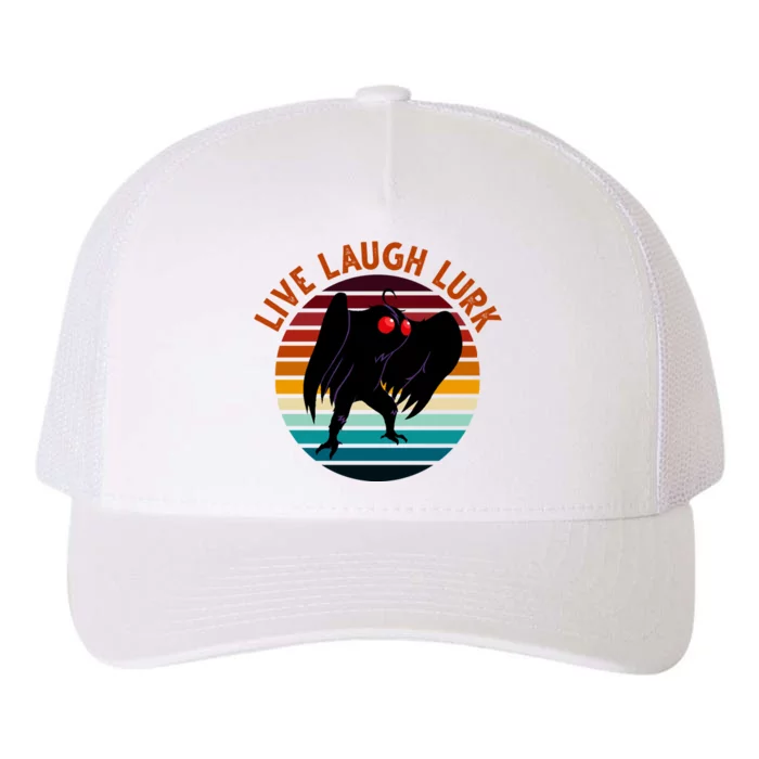 Live Laugh Lurk Mothman Retro Sunset Yupoong Adult 5-Panel Trucker Hat