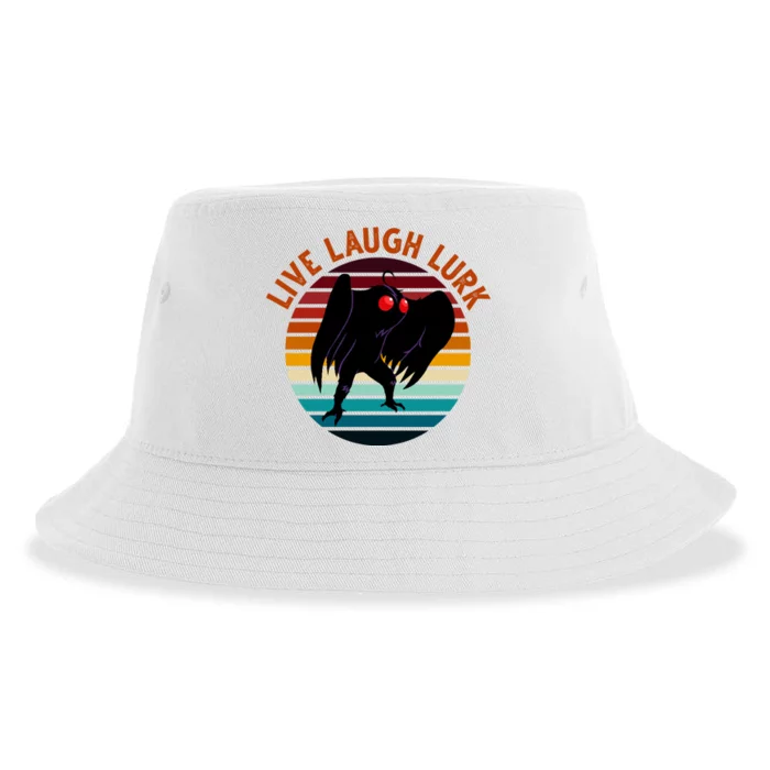 Live Laugh Lurk Mothman Retro Sunset Sustainable Bucket Hat