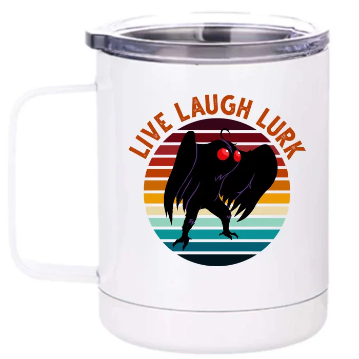 Live Laugh Lurk Mothman Retro Sunset Front & Back 12oz Stainless Steel Tumbler Cup