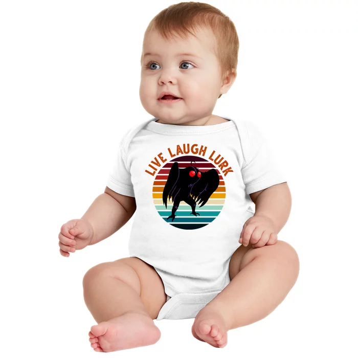 Live Laugh Lurk Mothman Retro Sunset Baby Bodysuit