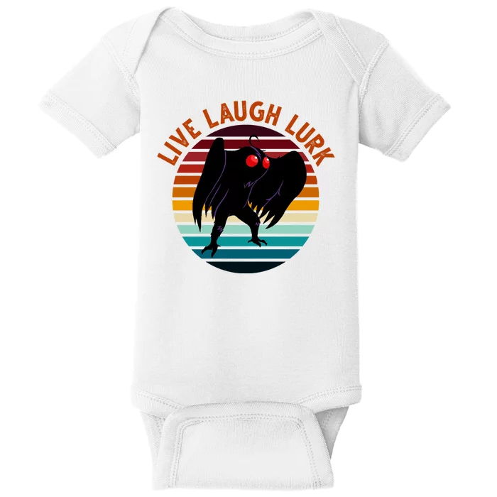 Live Laugh Lurk Mothman Retro Sunset Baby Bodysuit