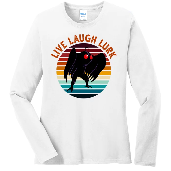 Live Laugh Lurk Mothman Retro Sunset Ladies Long Sleeve Shirt