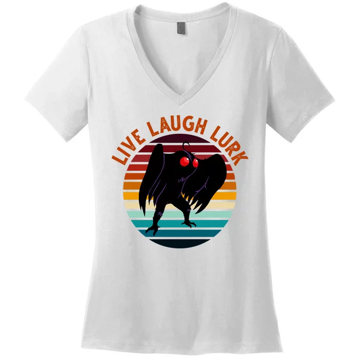 Live Laugh Lurk Mothman Retro Sunset Women's V-Neck T-Shirt