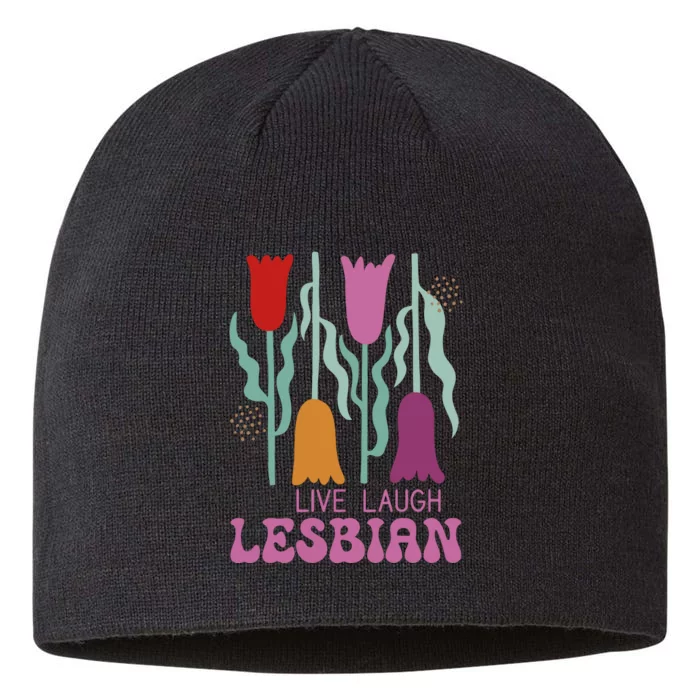 Live Laugh Lesbian Lgbt Lgbtq Pride Month 8 1/2in Sustainable Knit Beanie