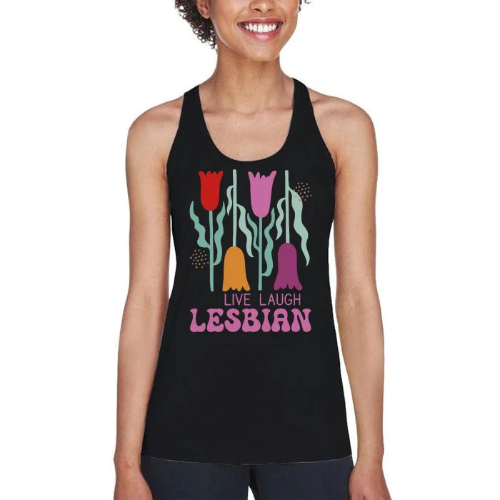 Live Laugh Lesbian Lgbt Lgbtq Pride Month Women's Racerback Tank