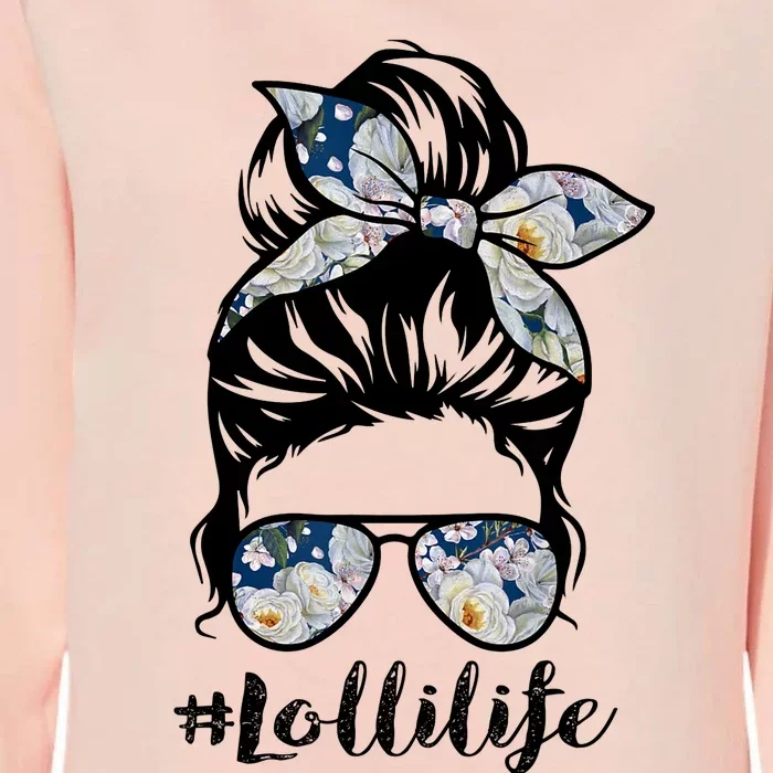 Lolli Life Messy Hair Bun Floral Wo Mother's Day Womens California Wash Sweatshirt