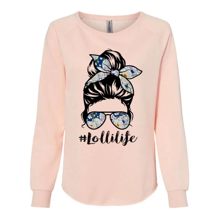 Lolli Life Messy Hair Bun Floral Wo Mother's Day Womens California Wash Sweatshirt