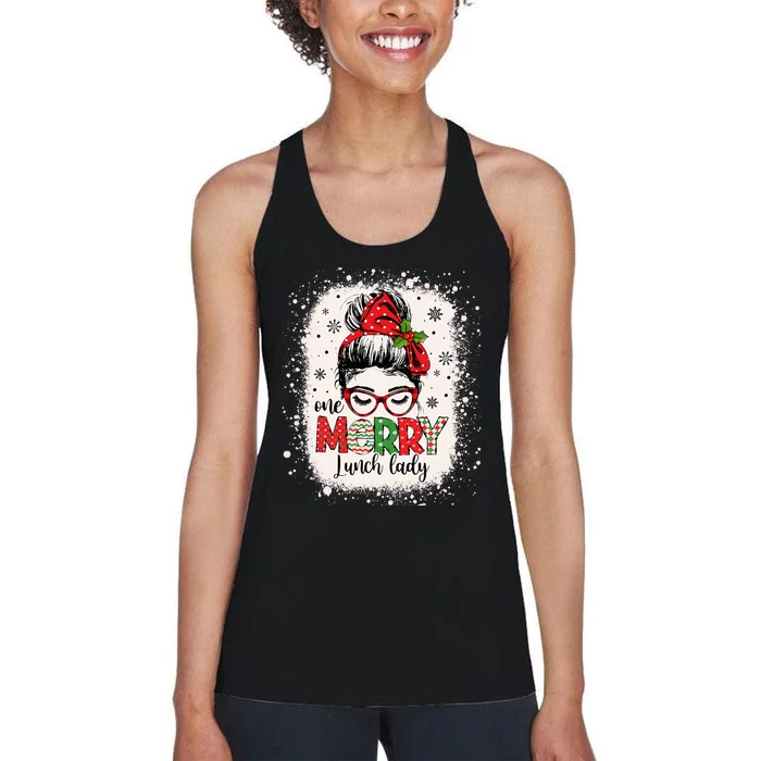 Lunch Lady Messy Bun Chef Christmas School Cafeteria Worker Women's Racerback Tank