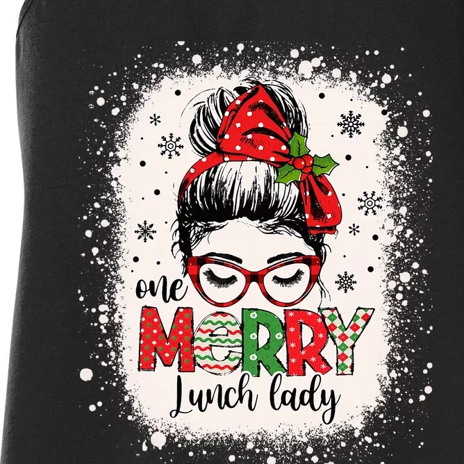 Lunch Lady Messy Bun Chef Christmas School Cafeteria Worker Women's Racerback Tank