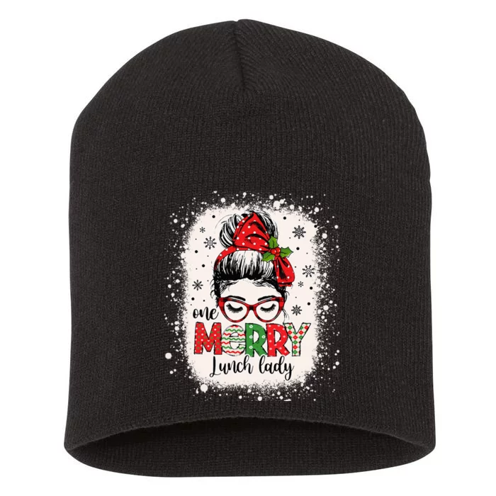 Lunch Lady Messy Bun Chef Christmas School Cafeteria Worker Short Acrylic Beanie