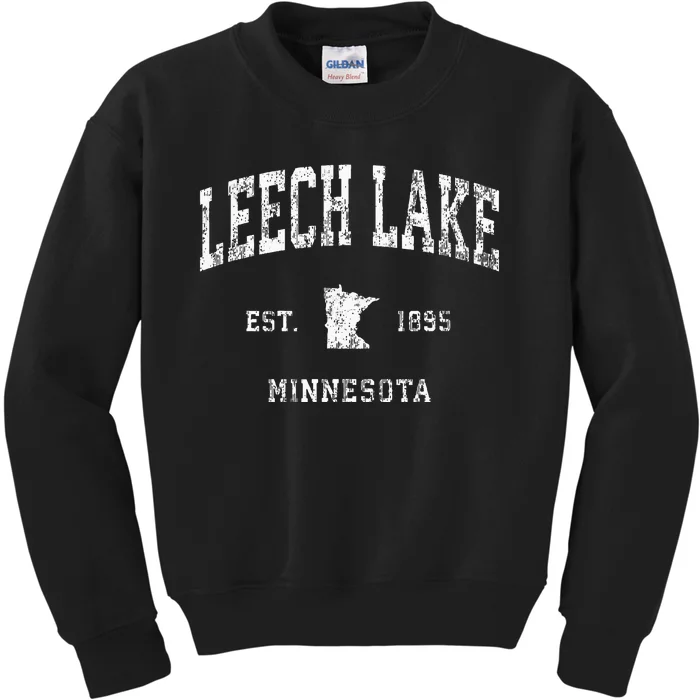 Leech Lake Minnesota Mn Vintage Athletic Sports Design Kids Sweatshirt