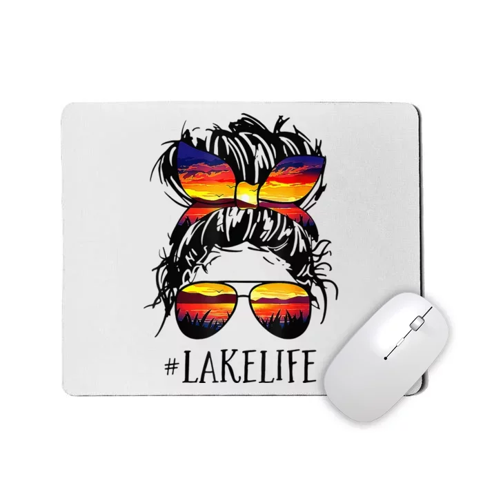 Lake Life Messy Bun Hair Girl Retro Lake Summer Mousepad