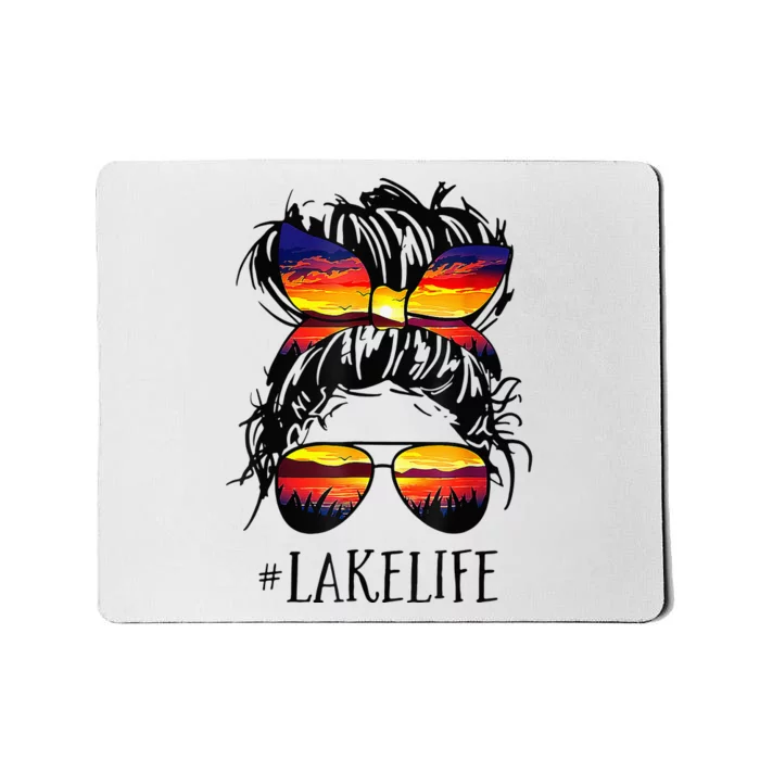 Lake Life Messy Bun Hair Girl Retro Lake Summer Mousepad