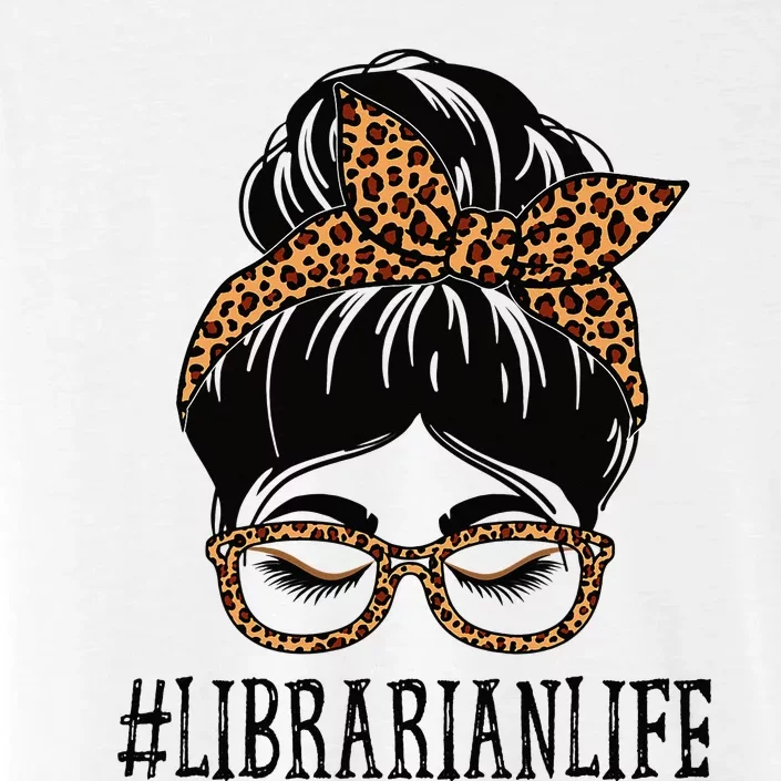 Librarian Leopard Messy Bun  Back To School ChromaSoft Performance T-Shirt