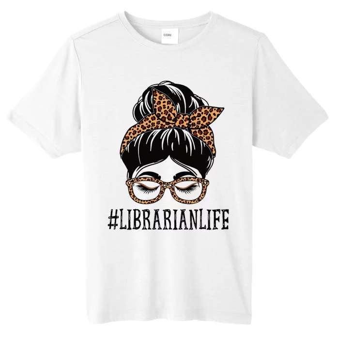 Librarian Leopard Messy Bun  Back To School ChromaSoft Performance T-Shirt