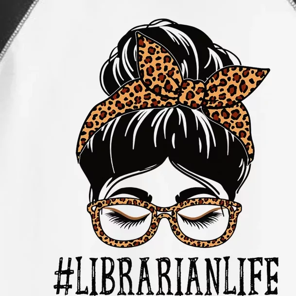 Librarian Leopard Messy Bun  Back To School Toddler Fine Jersey T-Shirt