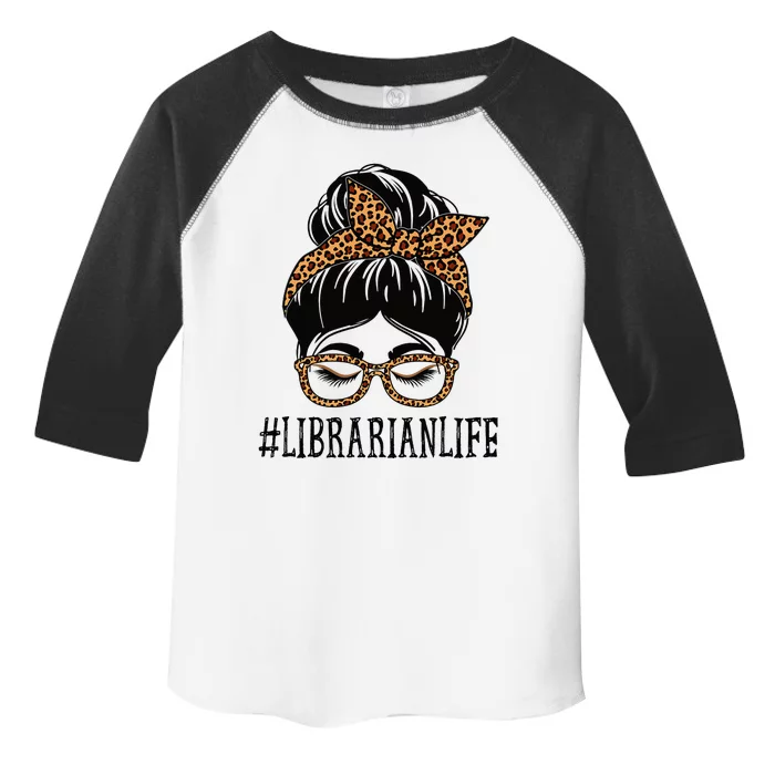 Librarian Leopard Messy Bun  Back To School Toddler Fine Jersey T-Shirt