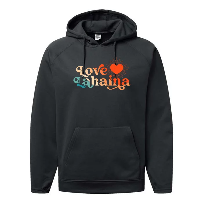 Love Lahaina Maui Hawaii Vintage Style Performance Fleece Hoodie