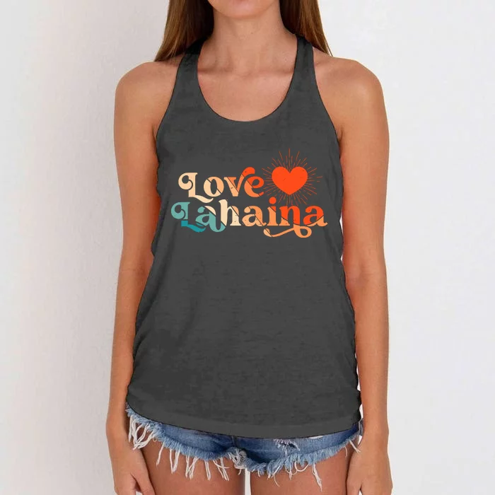 Love Lahaina Maui Hawaii Vintage Style Women's Knotted Racerback Tank