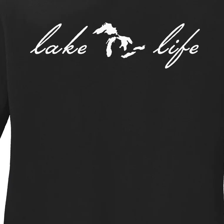 Lake Life Michigan Great Lakes Ladies Long Sleeve Shirt