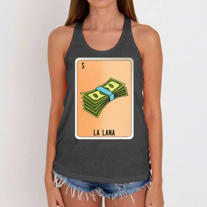 La Lana Mexican Slang Chicano Bingo Cards Women's Knotted Racerback Tank