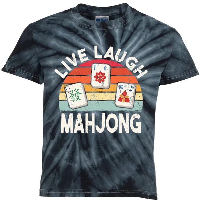 Live Laugh Mahjong Retro Mahjongg Chinese Kids Tie-Dye T-Shirt